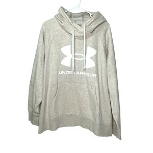 Under Armour Women's Rival Fleece Hoodie Oatmeal Heather Size 3X